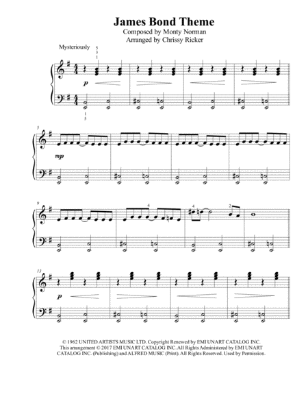 James Bond Theme Easy Piano Sheet Music