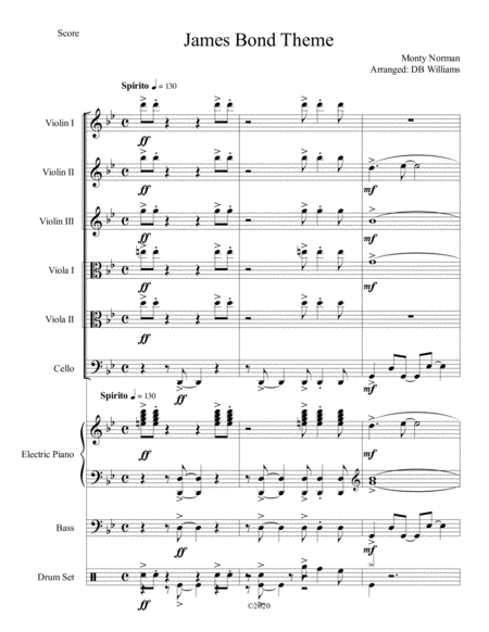 Free Sheet Music James Bond Theme String Sextet