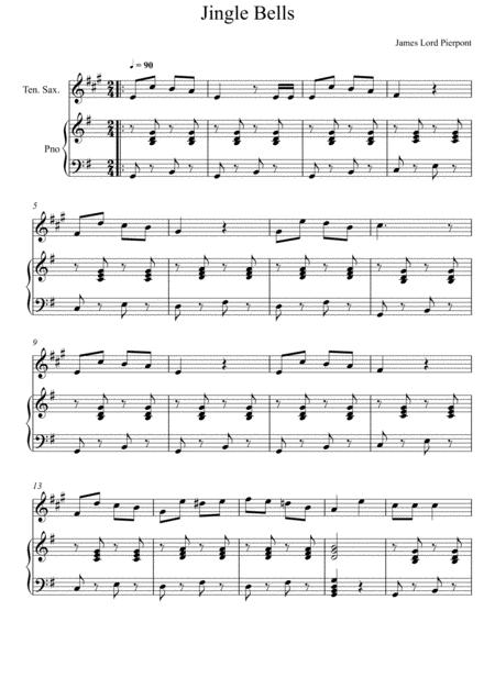 Free Sheet Music James Lord Pierpont Jingle Bells Tenor Saxophone Solo