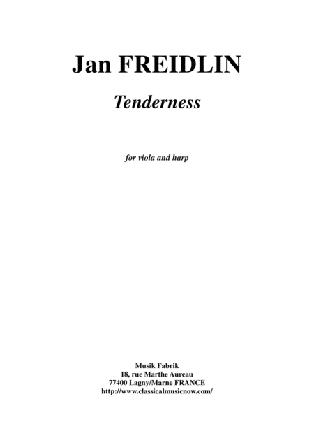 Free Sheet Music Jan Freidlin Tenderness For Viola And Harp