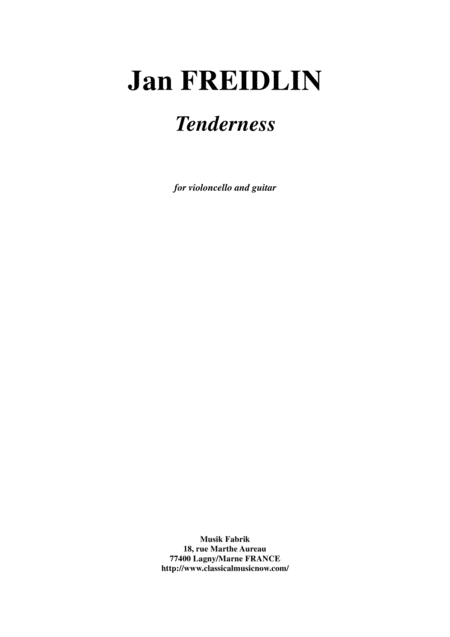 Jan Freidlin Tenderness For Violoncello And Guitar Sheet Music