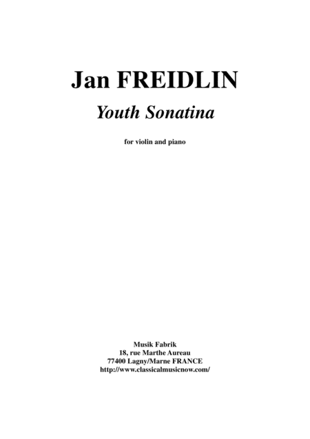 Jan Freidlin Youth Sonatina For Violin And Piano Sheet Music