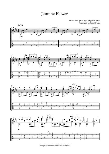 Free Sheet Music Jasmine Flower Solo Guitar