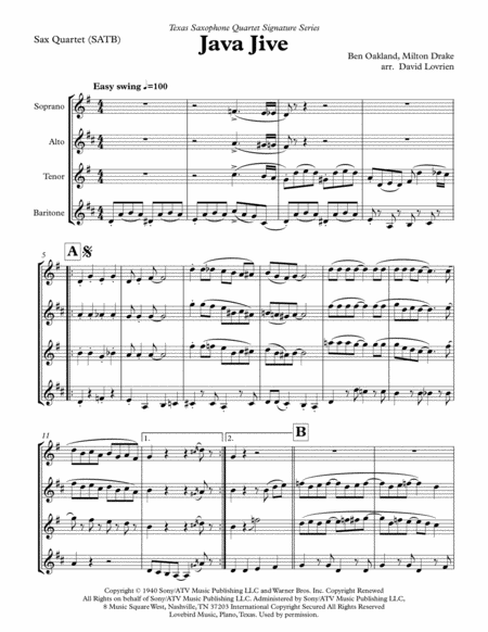 Free Sheet Music Java Jive