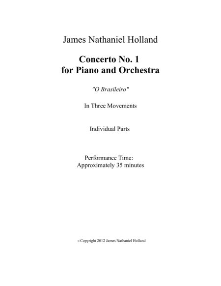 Jazz Brazilian Piano Concerto No 1 In Three Movements Individual Parts Only Sheet Music