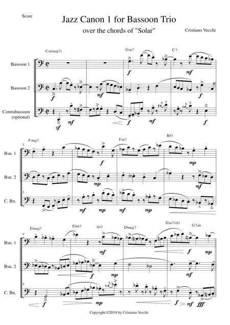 Free Sheet Music Jazz Canon 1 For Bassoon Trio