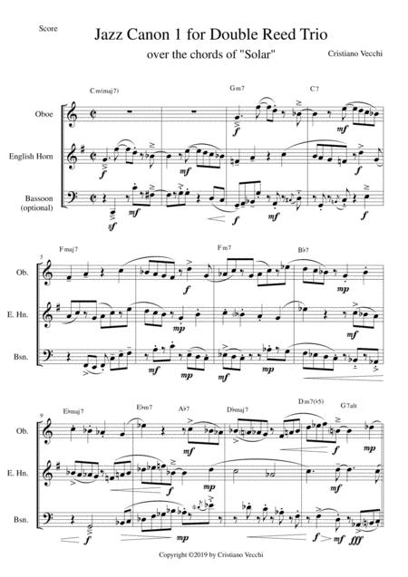 Jazz Canon 1 For Double Reed Trio Sheet Music