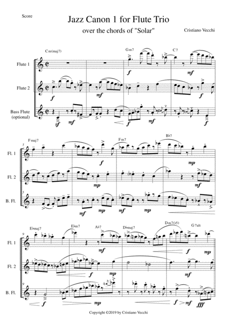 Jazz Canon 1 For Flute Trio Sheet Music