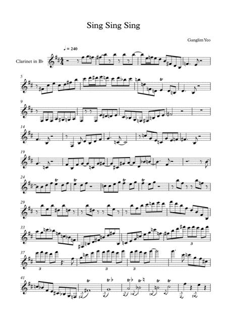 Jazz Clarinet Series 1 Sing Sing Sing Jazz Clarinet Solo Sheet Music