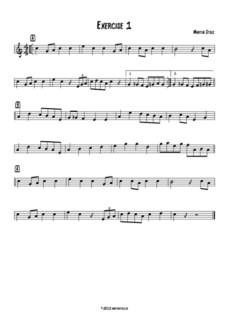Free Sheet Music Jazz Exercise 1 Easy Alto Saxophone