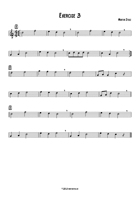 Free Sheet Music Jazz Exercise 3 Easy Alto Saxophone