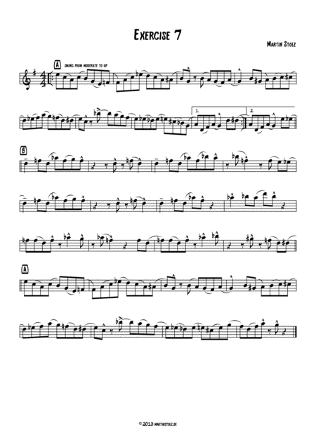 Free Sheet Music Jazz Exercise 7 Alto Saxophone