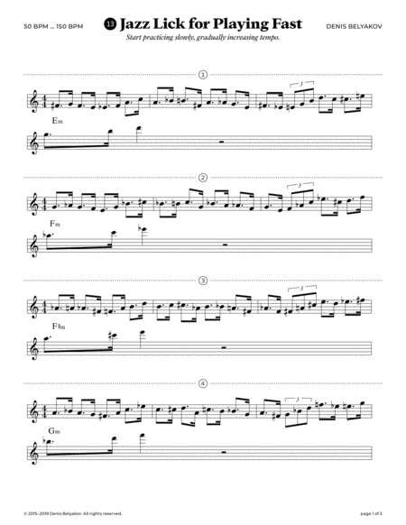 Jazz Lick 13 For Playing Fast Sheet Music