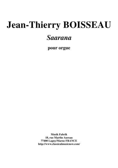 Free Sheet Music Jean Thierry Boisseau Saarana For Organ