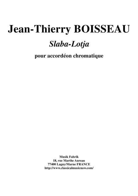 Free Sheet Music Jean Thierry Boisseau Slaba Lotja For Accordion