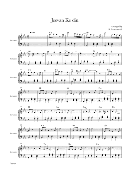 Free Sheet Music Jeevan Ke Din