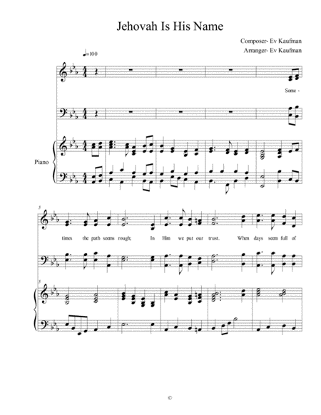 Free Sheet Music Jehovah Is His Name