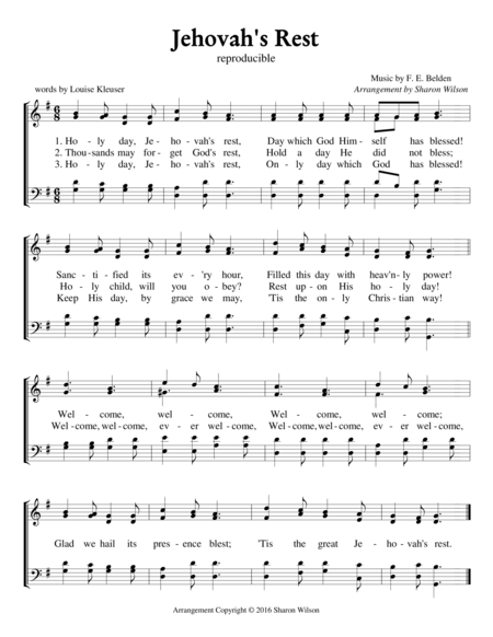 Free Sheet Music Jehovahs Rest