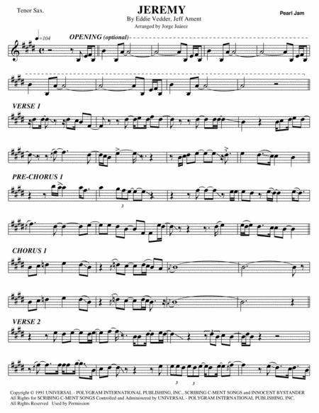 Free Sheet Music Jeremy Tenor Sax