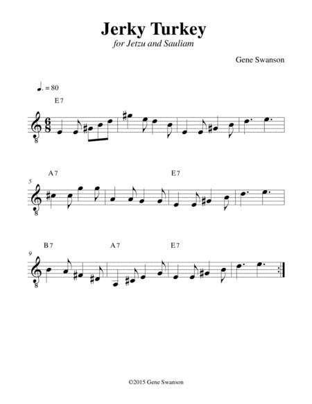 Free Sheet Music Jerky Turkey Play Along