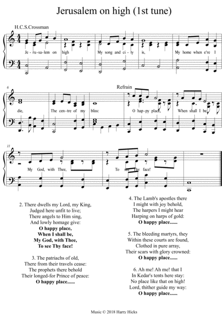 Free Sheet Music Jerusalem On High A New Tune To A Wonderful Old Hymn