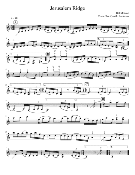 Jerusalem Ridge Fiddle Sheet Music