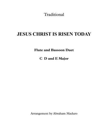 Jess Christ Is Risen Today Flute Bassoon Duet 3 Tonalities Included Sheet Music