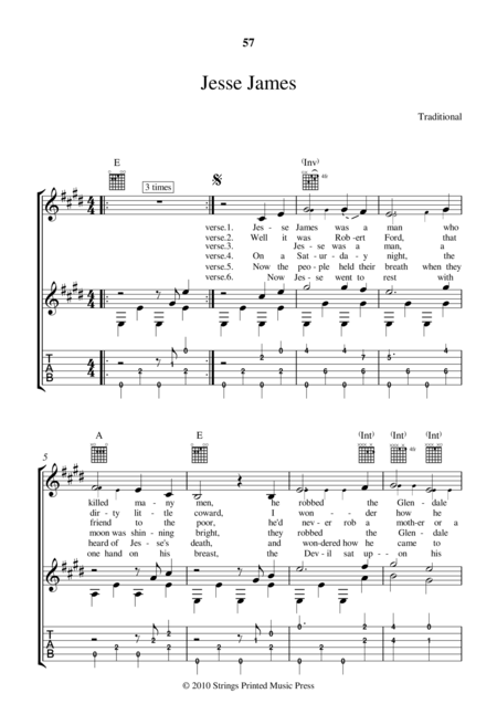 Free Sheet Music Jesse James