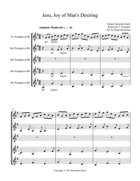 Jesu Joy Of Mans Desiring 5 Trumpets Sheet Music