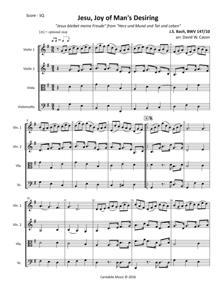 Jesu Joy Of Mans Desiring Bwv 147 10 Sheet Music