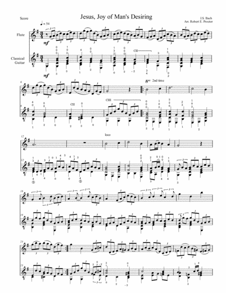 Jesu Joy Of Mans Desiring For Flute And Guitar Sheet Music