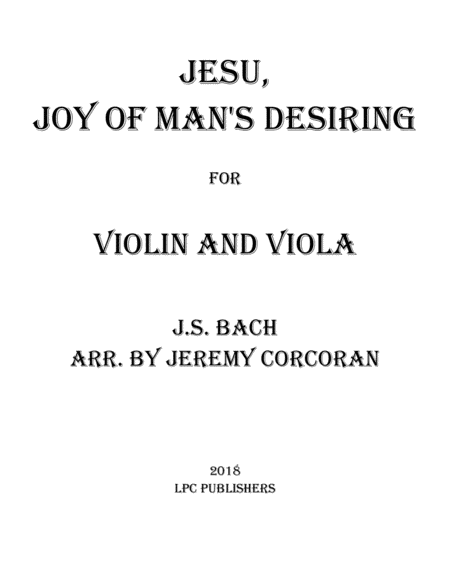 Free Sheet Music Jesu Joy Of Mans Desiring For Violin And Viola