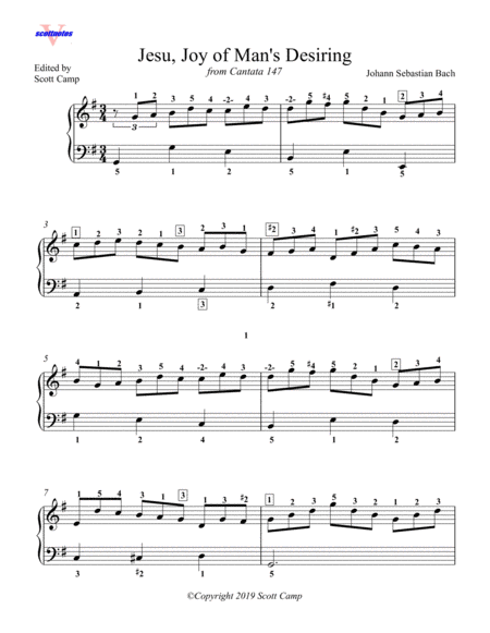 Jesu Joy Of Mans Desiring With All Piano Fingering Sheet Music