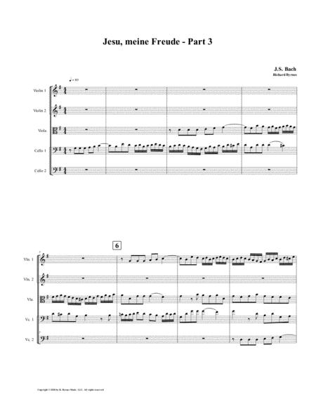 Jesu Meine Freude Part 3 By Js Bach For String Quintet Sheet Music