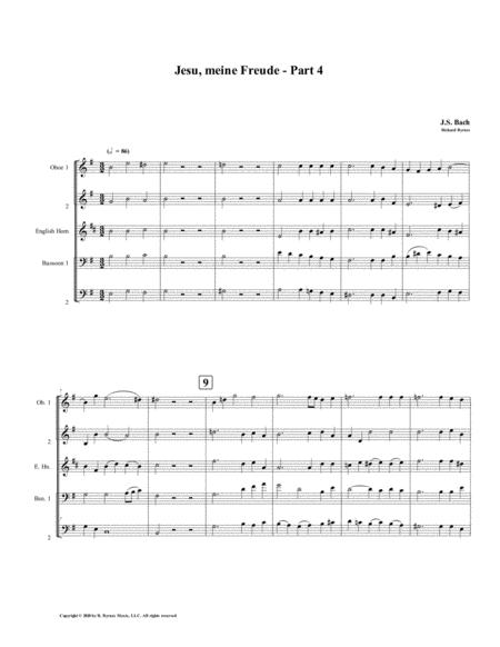 Jesu Meine Freude Part 4 By Js Bach For Double Reed Quintet Sheet Music