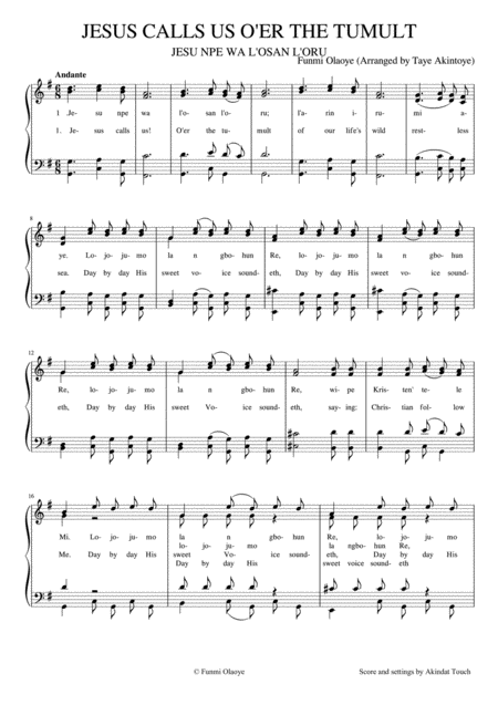 Jesus Calls Us O Er The Tumult Sheet Music