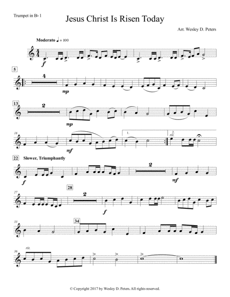 Jesus Christ Is Risen Today Brass Sextet Sheet Music