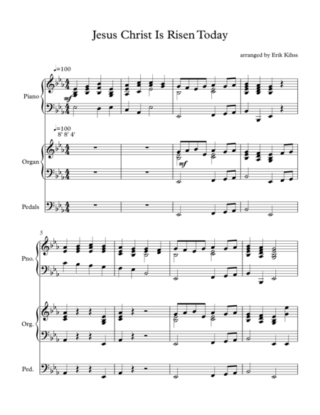 Free Sheet Music Jesus Christ Is Risen Today Easter Hymn Piano And Organ Duet