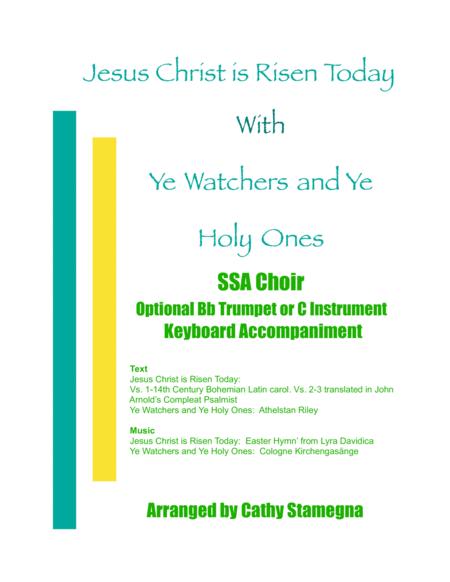 Free Sheet Music Jesus Christ Is Risen Today With Ye Watchers And Ye Holy Ones Ssa Choir Optional Bb Trumpet Or C Instrument Keyboard Accompaniment