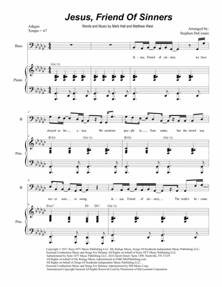 Free Sheet Music Jesus Friend Of Sinners Duet For Tenor And Bass Solo