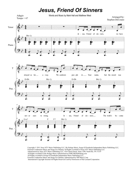 Jesus Friend Of Sinners Duet For Tenor And Soprano Solo Sheet Music