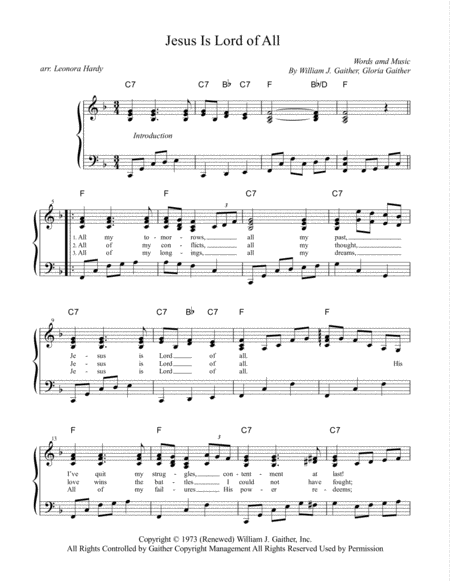 Free Sheet Music Jesus Is Lord Of All