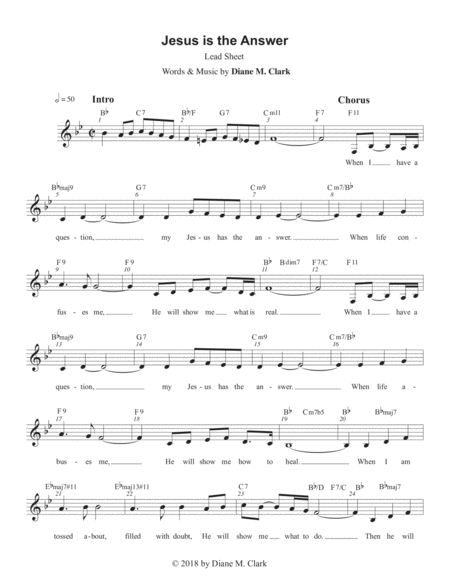 Jesus Is The Answer Ab Major Lead Sheet Sheet Music