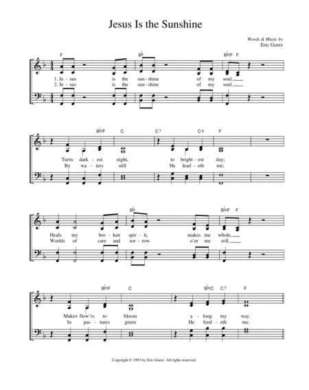 Jesus Is The Sunshine Sheet Music