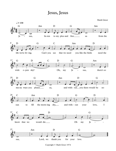 Jesus Jesus Sheet Music