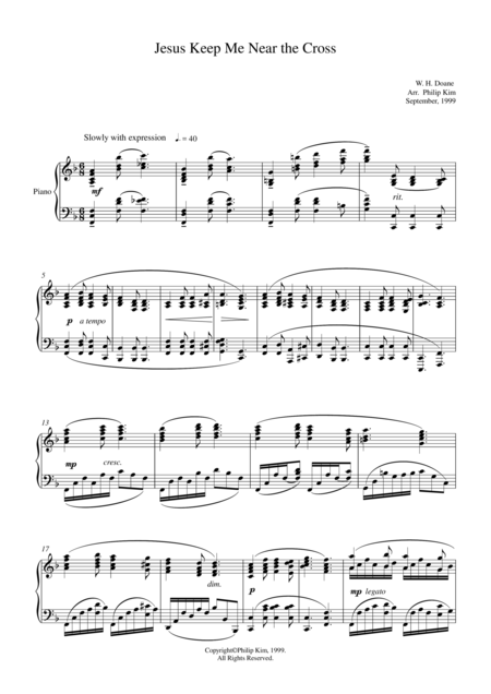 Jesus Keep Me Near The Cross For Piano Solo Sheet Music