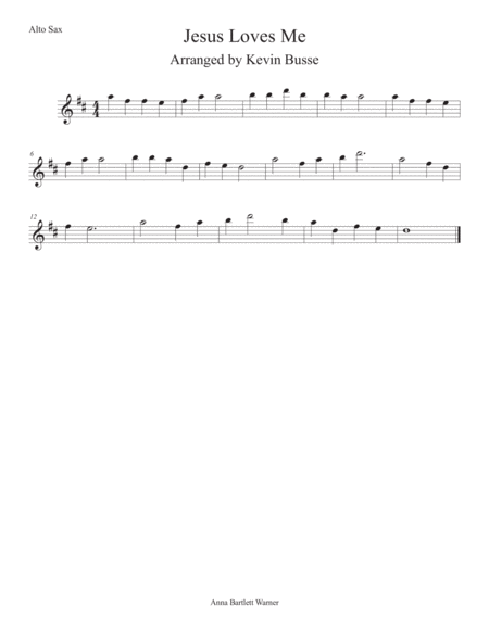 Jesus Loves Me Alto Sax Sheet Music