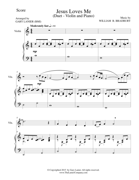 Jesus Loves Me Duet Violin And Piano Score And Parts Sheet Music