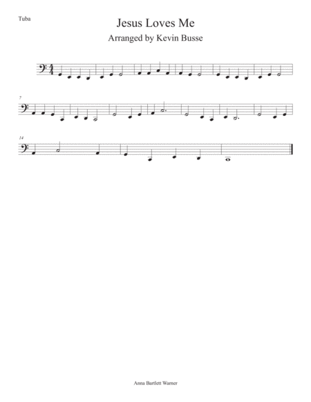 Jesus Loves Me Easy Key Of C Tuba Sheet Music