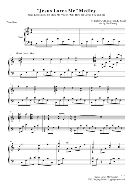 Jesus Loves Me Medley For Piano Solo Sheet Music